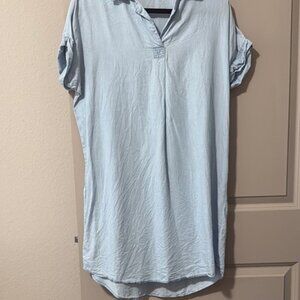 Thread & Supply Light Blue Collared 100% lyocell shirt Dress sz M